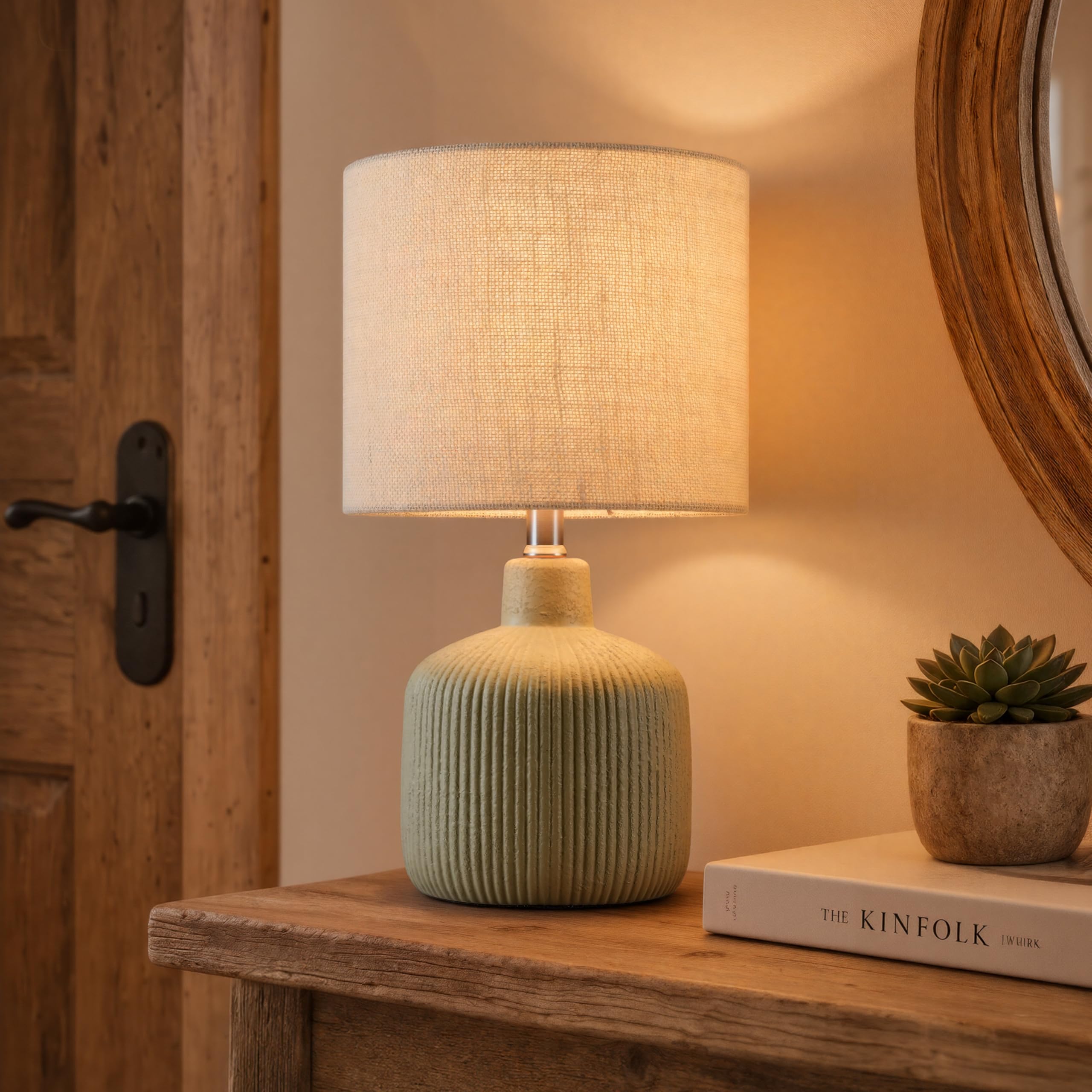 KAWOTI Ceramic Table Lamp, Oliver Green, 17.75